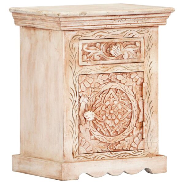 vidaXL Bedside Cabinet 15.7"x11.8"x19.7" Solid Mango Wood - Image 9