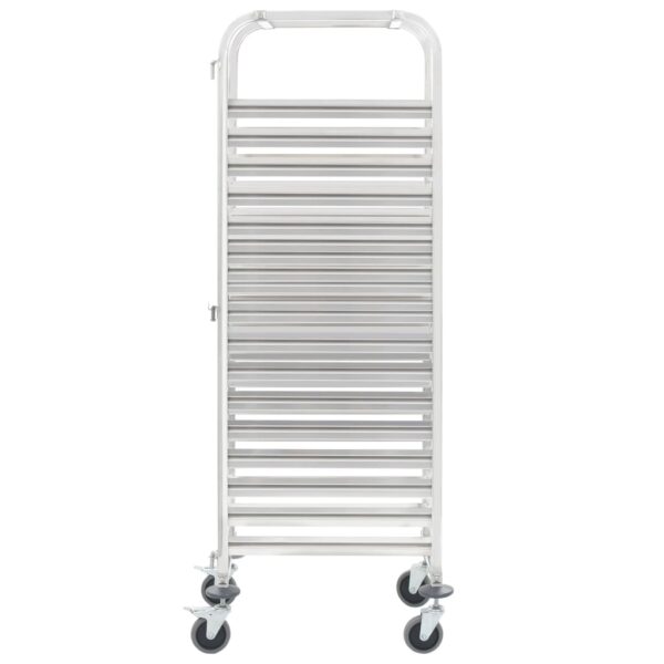 vidaXL Kitchen Trolley for 16 Trays 15"x21.7"x64.2" Stainless Steel - Image 2