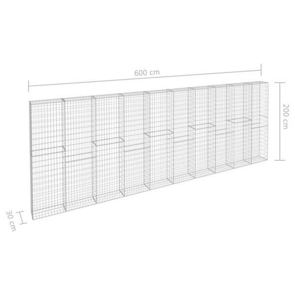 vidaXL Gabion Wall with Covers Galvanized Steel 236.2"x11.8"x78.7" - Image 6