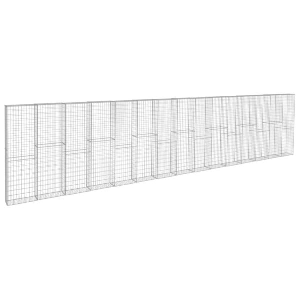 vidaXL Gabion Wall with Covers Galvanized Steel 354.3"x19.7"x78.7" - Image 2