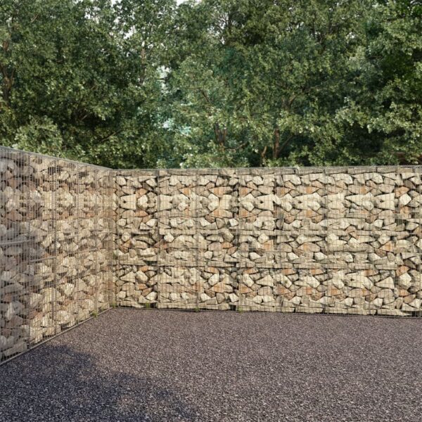 vidaXL Gabion Wall with Covers Galvanized Steel 354.3"x19.7"x78.7"