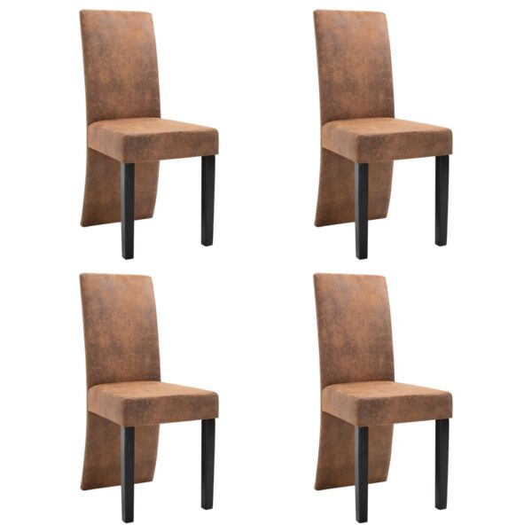 vidaXL Dining Chairs 4 pcs Brown Faux Suede Leather - Image 2