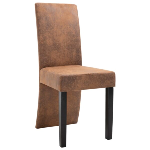 vidaXL Dining Chairs 4 pcs Brown Faux Suede Leather - Image 3