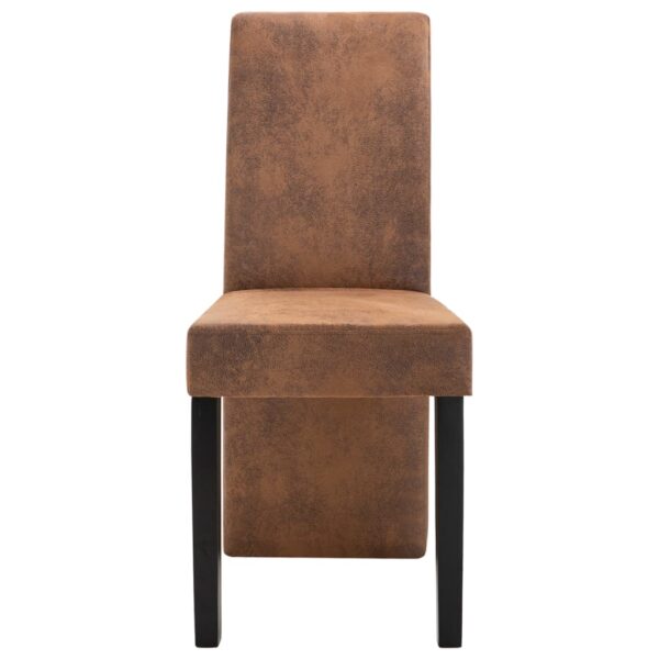 vidaXL Dining Chairs 4 pcs Brown Faux Suede Leather - Image 4