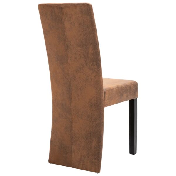 vidaXL Dining Chairs 4 pcs Brown Faux Suede Leather - Image 6