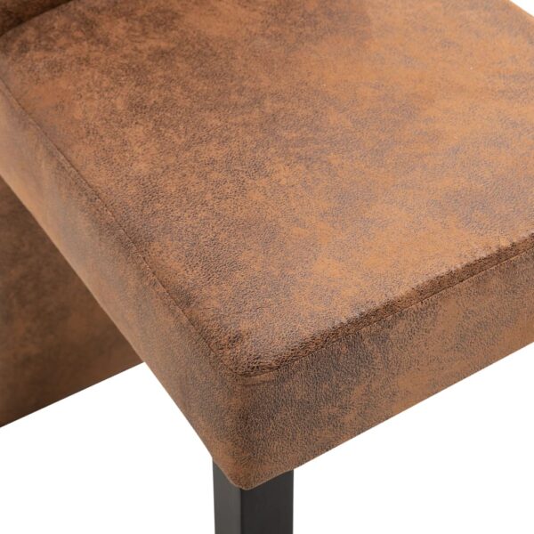 vidaXL Dining Chairs 4 pcs Brown Faux Suede Leather - Image 7