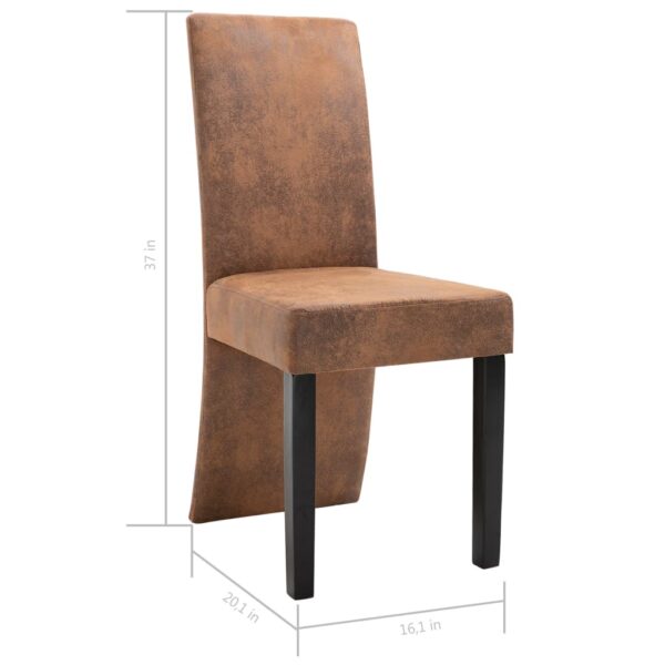 vidaXL Dining Chairs 4 pcs Brown Faux Suede Leather - Image 9