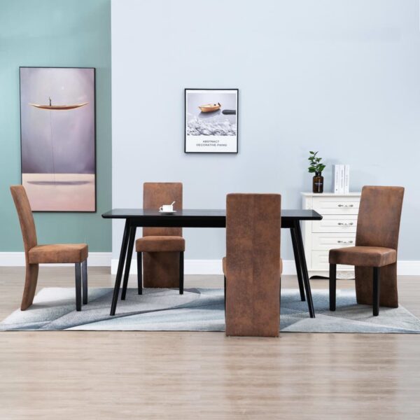 vidaXL Dining Chairs 4 pcs Brown Faux Suede Leather