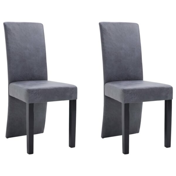 vidaXL Dining Chairs 2 pcs Gray Faux Suede Leather - Image 2