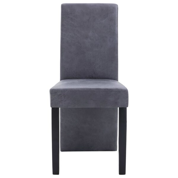 vidaXL Dining Chairs 2 pcs Gray Faux Suede Leather - Image 4