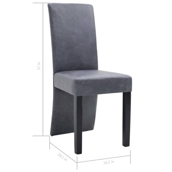 vidaXL Dining Chairs 2 pcs Gray Faux Suede Leather - Image 9