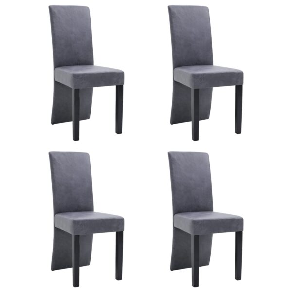 vidaXL Dining Chairs 4 pcs Gray Faux Suede Leather - Image 2