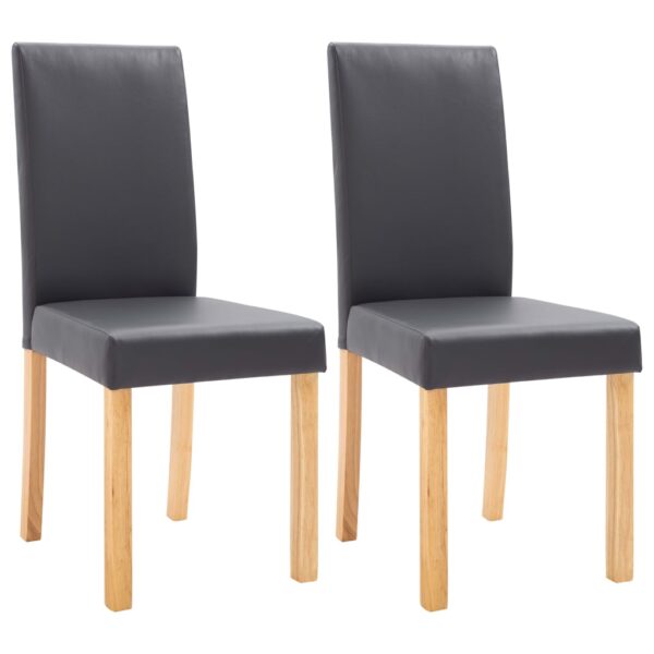 vidaXL Dining Chairs 2 pcs Gray Faux Leather - Image 2