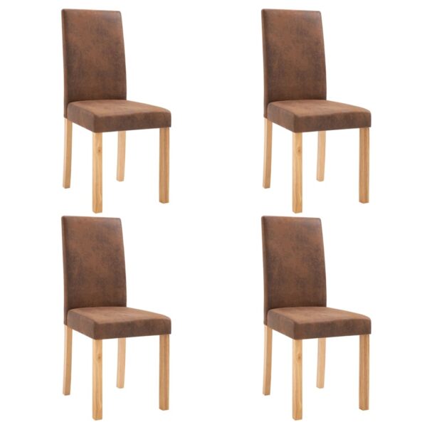 vidaXL Dining Chairs 4 pcs Brown Faux Suede Leather - Image 2