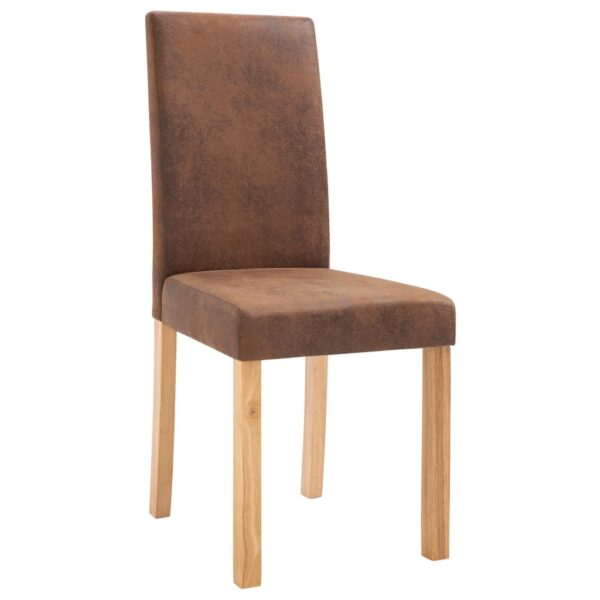 vidaXL Dining Chairs 4 pcs Brown Faux Suede Leather - Image 3