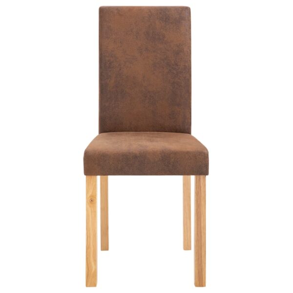 vidaXL Dining Chairs 4 pcs Brown Faux Suede Leather - Image 4