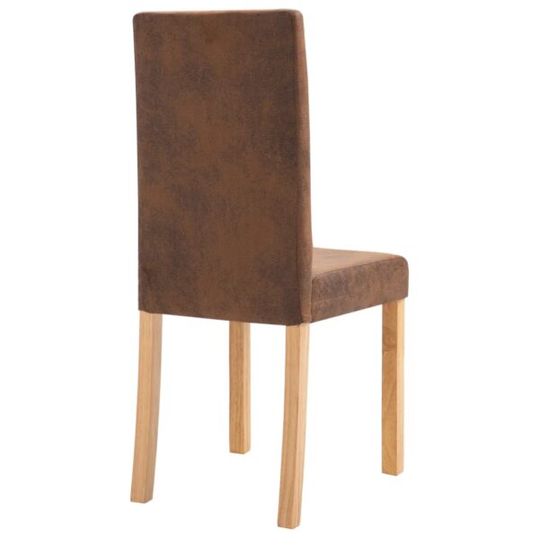 vidaXL Dining Chairs 4 pcs Brown Faux Suede Leather - Image 6