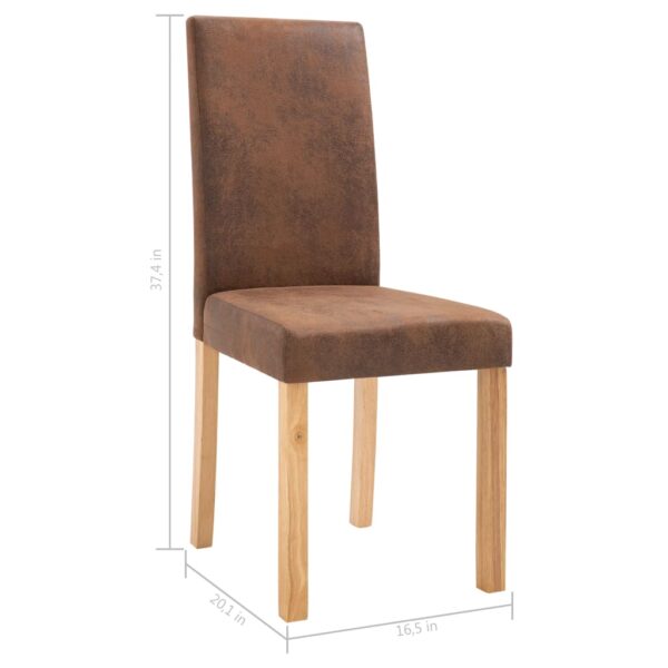 vidaXL Dining Chairs 4 pcs Brown Faux Suede Leather - Image 9