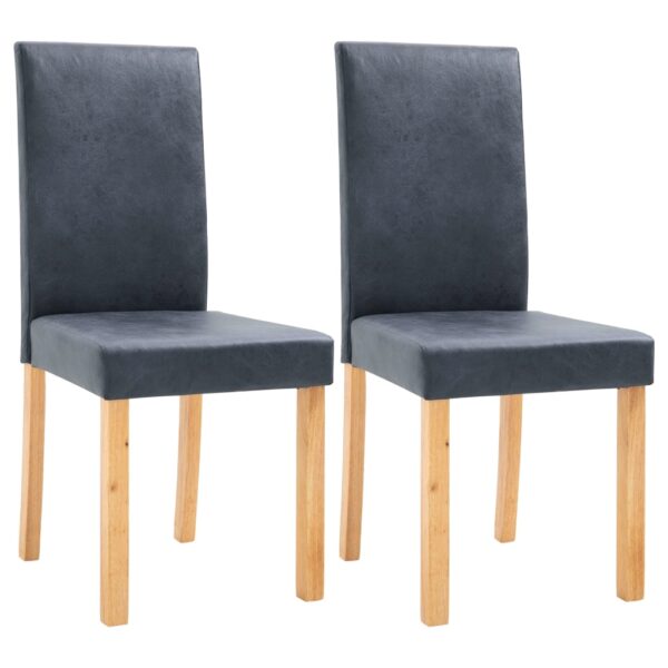 vidaXL Dining Chairs 2 pcs Gray Faux Suede Leather - Image 2