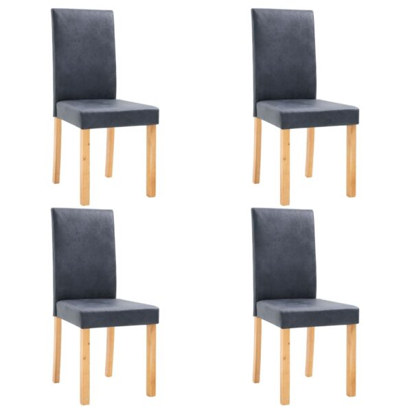 vidaXL Dining Chairs 4 pcs Gray Faux Suede Leather - Image 2