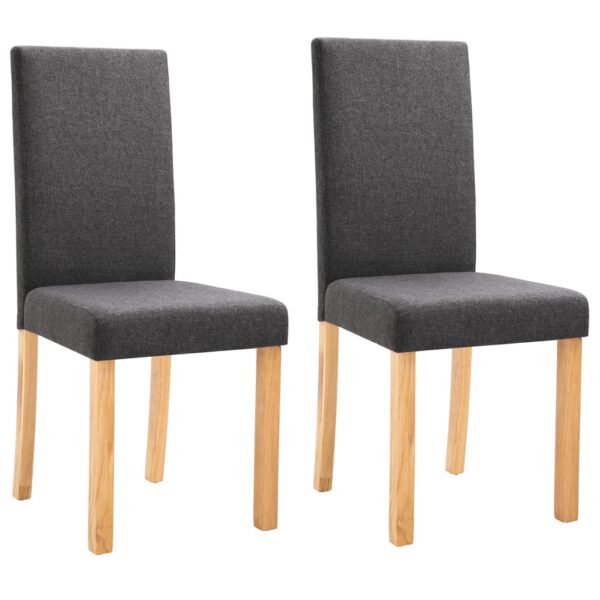 vidaXL Dining Chairs 2 pcs Dark Gray Fabric - Image 2