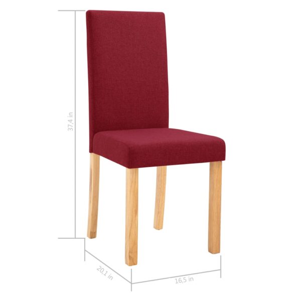 vidaXL Dining Chairs 4 pcs Wine Red Fabric - Image 9