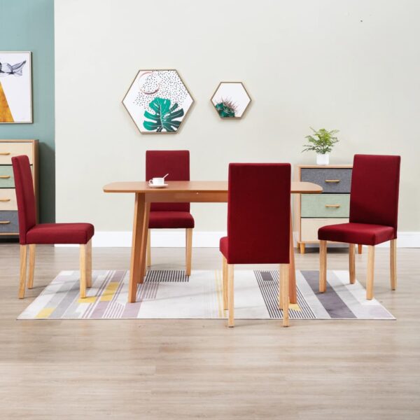 vidaXL Dining Chairs 4 pcs Wine Red Fabric