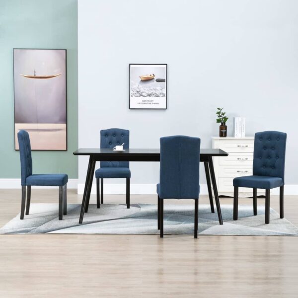 vidaXL Dining Chairs 4 pcs Blue Fabric