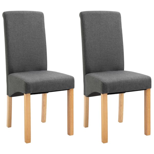 vidaXL Dining Chairs 2 pcs Gray Fabric - Image 2