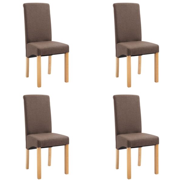 vidaXL Dining Chairs 4 pcs Brown Fabric - Image 2