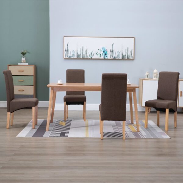 vidaXL Dining Chairs 4 pcs Brown Fabric