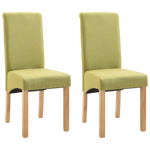 vidaXL Dining Chairs 2 pcs Green Fabric - Image 2