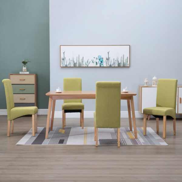 vidaXL Dining Chairs 4 pcs Green Fabric