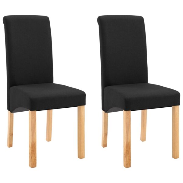 vidaXL Dining Chairs 2 pcs Black Fabric - Image 2