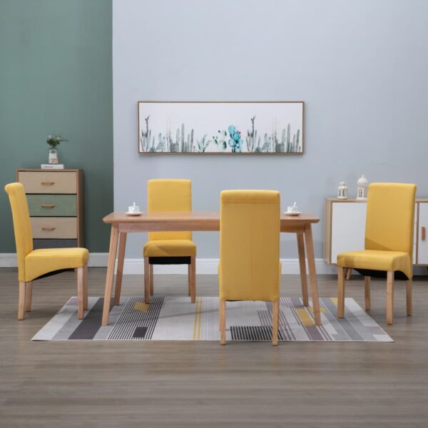 vidaXL Dining Chairs 4 pcs Yellow Fabric