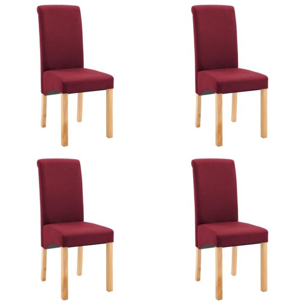 vidaXL Dining Chairs 4 pcs Red Fabric - Image 2