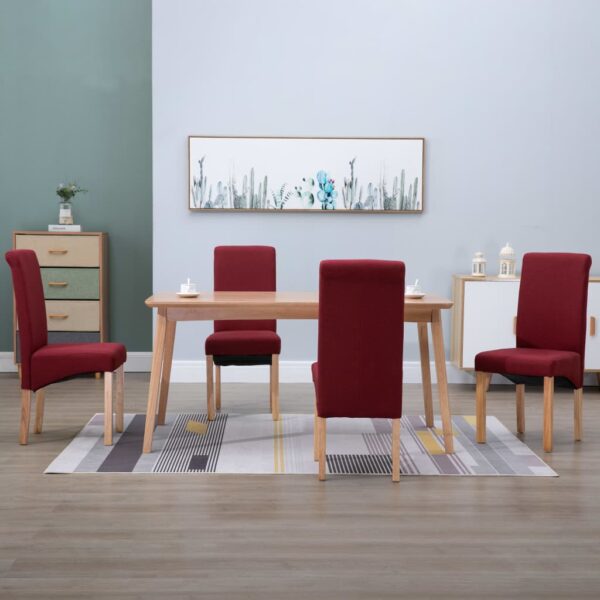 vidaXL Dining Chairs 4 pcs Red Fabric