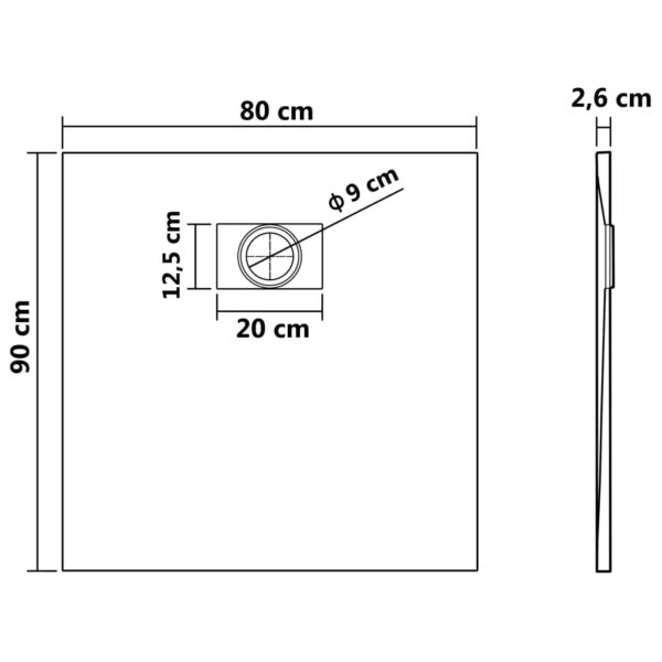 vidaXL Shower Base Tray SMC White 35.4"x31.5" - Image 6