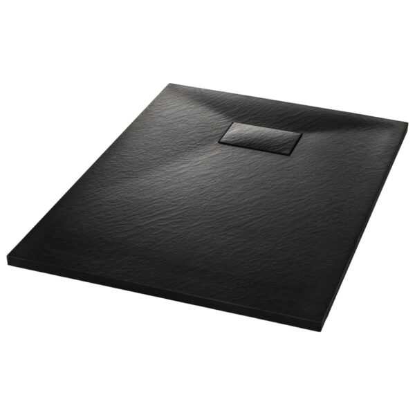 vidaXL Shower Base Tray SMC Black 39.4"x27.6" - Image 2