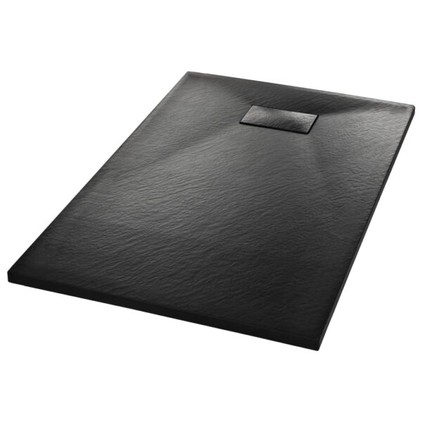 vidaXL Shower Base Tray SMC Black 39.4"x31.5" - Image 2