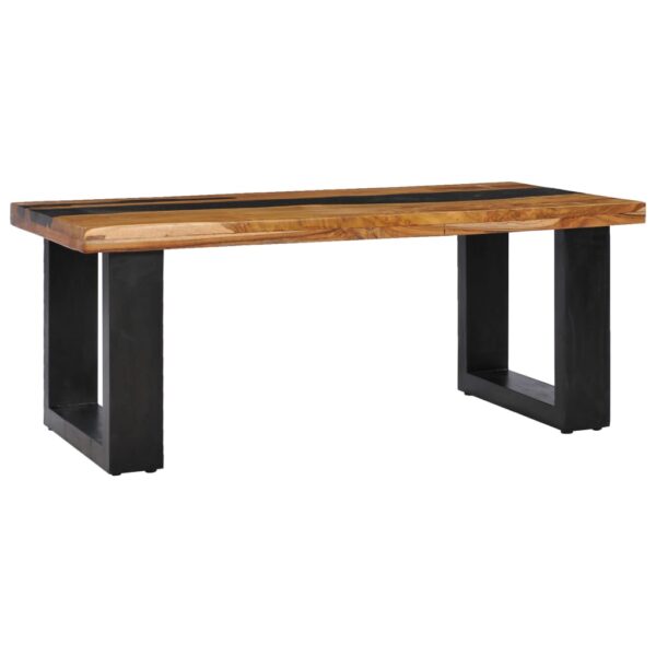 vidaXL Coffee Table 39.3"x19.6"x15.7" Solid Teak Wood and Lava Stone - Image 12