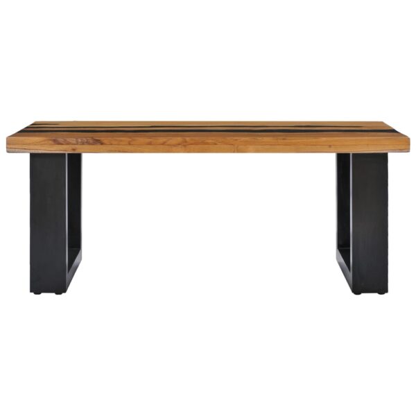 vidaXL Coffee Table 39.3"x19.6"x15.7" Solid Teak Wood and Lava Stone - Image 3