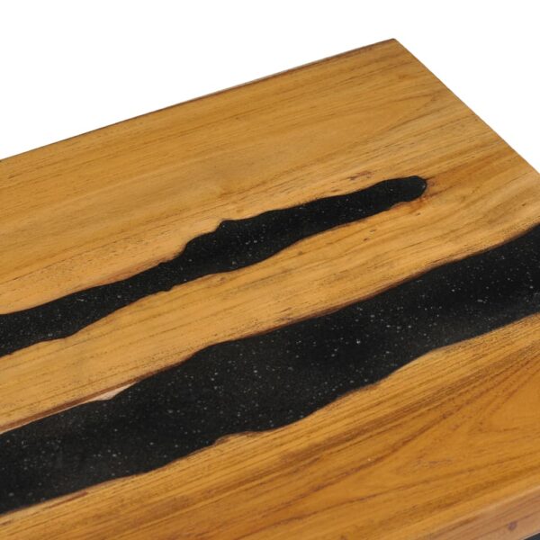 vidaXL Coffee Table 39.3"x19.6"x15.7" Solid Teak Wood and Lava Stone - Image 6