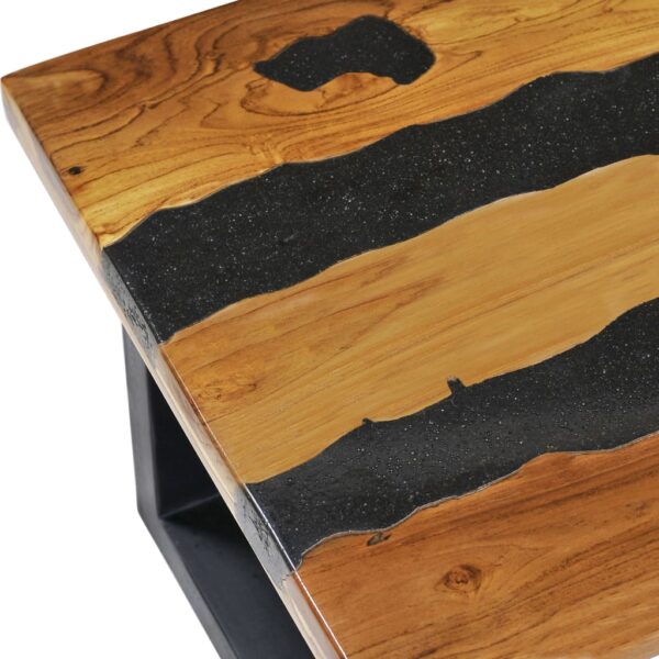 vidaXL Coffee Table 39.3"x19.6"x15.7" Solid Teak Wood and Lava Stone - Image 7