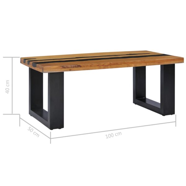 vidaXL Coffee Table 39.3"x19.6"x15.7" Solid Teak Wood and Lava Stone - Image 9