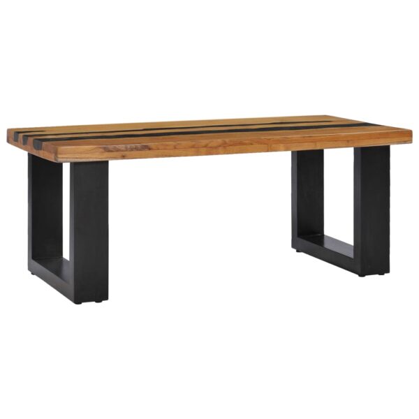 vidaXL Coffee Table 39.3"x19.6"x15.7" Solid Teak Wood and Lava Stone - Image 10