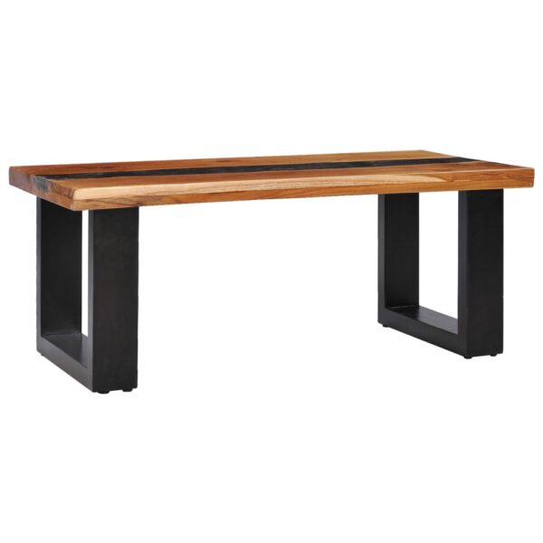 vidaXL Coffee Table 39.3"x19.6"x15.7" Solid Teak Wood and Polyresin - Image 11