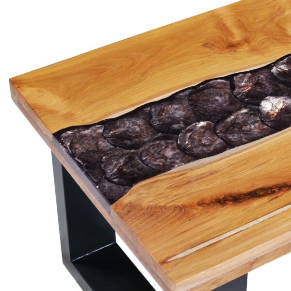 vidaXL Coffee Table 39.3"x19.6"x15.7" Solid Teak Wood and Polyresin - Image 7