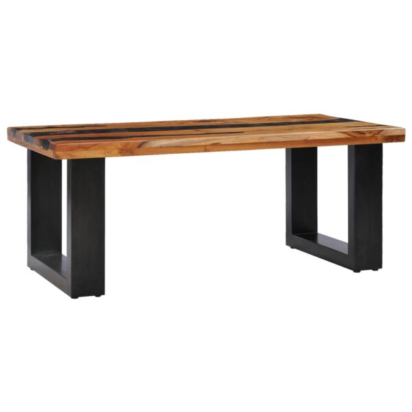 vidaXL Coffee Table 39.3"x19.6"x15.7" Solid Teak Wood and Polyresin - Image 9