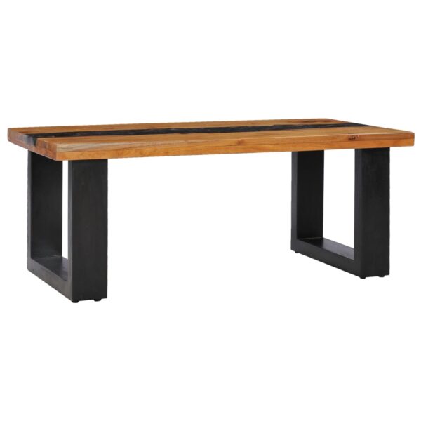 vidaXL Coffee Table 39.3"x19.6"x15.7" Solid Teak Wood and Polyresin - Image 10